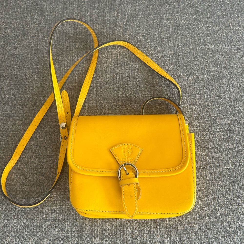 Yellow Leather Crossbody Bag
